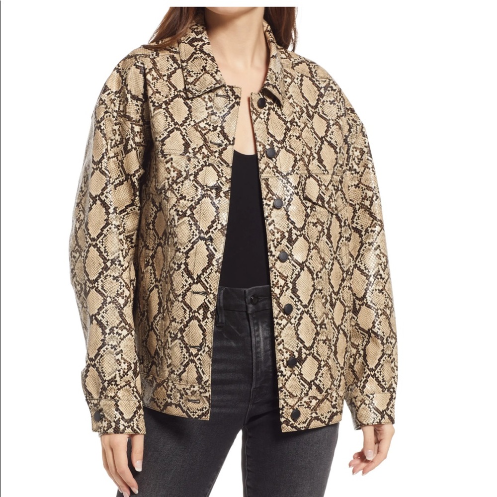 NWT Good American Oversized Faux Python Trucker Jacket size 2-Medium
